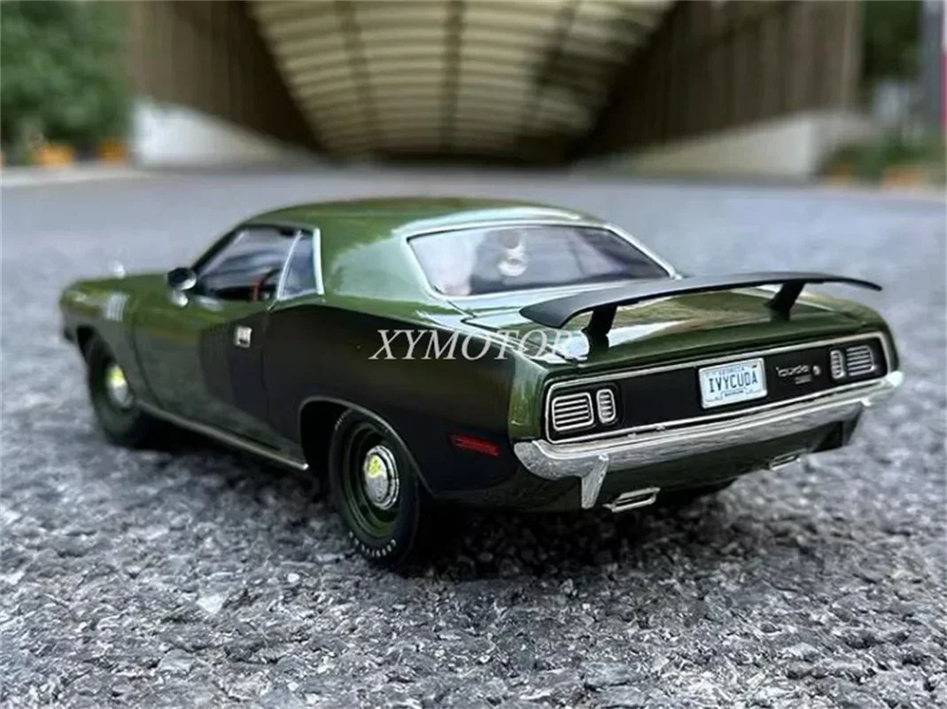 ACcloser-Modèle de voiture de sport Cuda moulé sous pression, jouets verts, cadeaux de passe-temps, collection d'ornements d'affichage, 1:18, 1:18, PlGT-barracuda