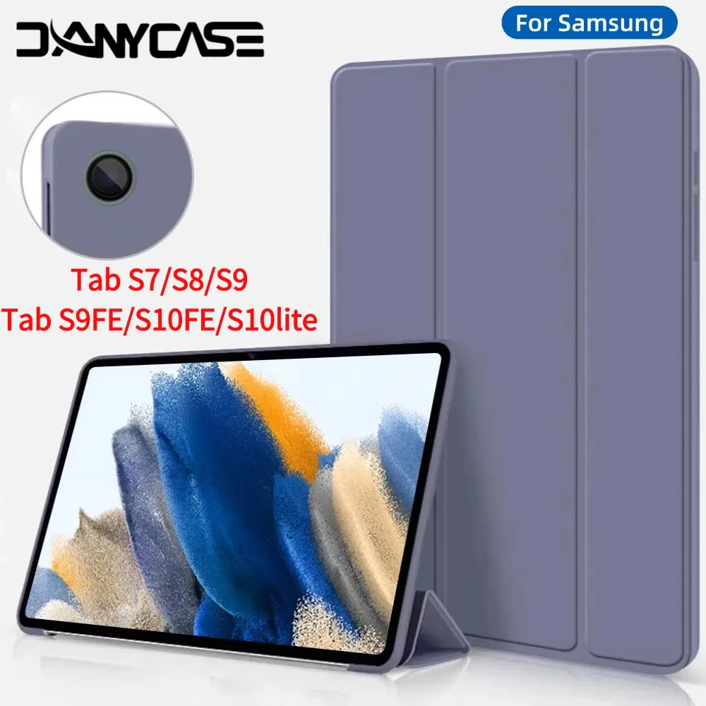 Silicone Case for Samsung Galaxy Tab S7/S8/S9 Smart Case Funda for Tab S9FE/S10FE/S10lite Case Lightweight Protective Case