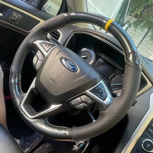 Imagen 2 del producto Funda de cuero de ante para volante de coche, cosida a mano, para Ford Fusion Mondeo 2013, 2014, EDGE 2015, 2016, DIY