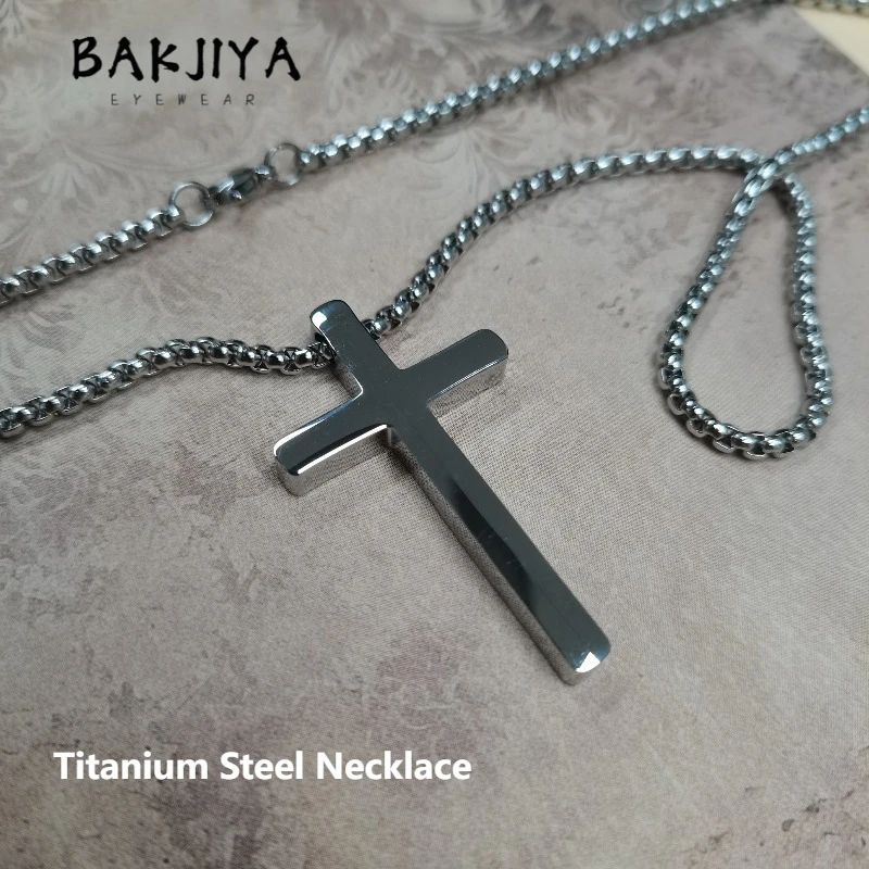 

Титановый стальной крестик-кулон для мужчин, модный хип-хоп аксессуар, персонализированное мужское ожерелье с цепочкой 3,0 мм, квадратная цепочка, женская мода.