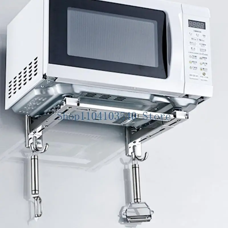 02DC Foldable Stainless Steel Microwave Oven Rack  Wall Mounted Holder L-shaped