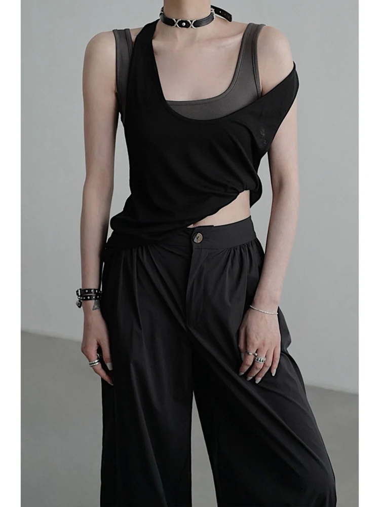

WYHX Original Design Two-Piece Set Vest Mme Chen CHENTAITAI Loose Fit Women's Inner Wear Thin Medium-Length Summer Vest