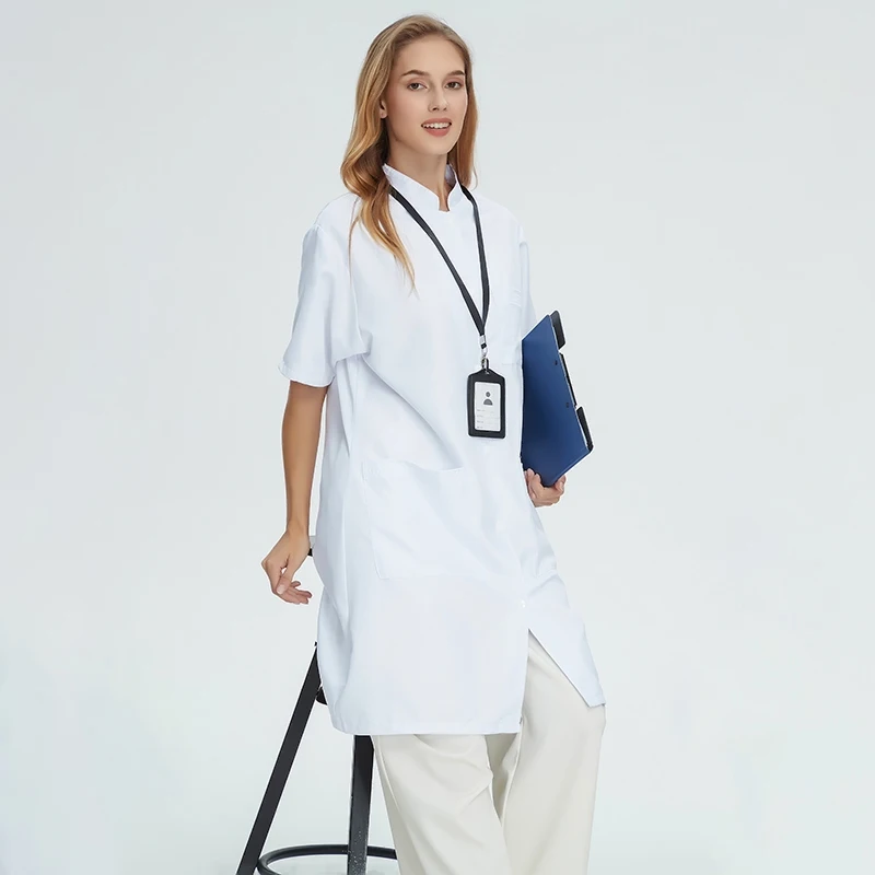 Médicos enfermeiros roupas de trabalho uniforme conjunto de manga curta laboratório spa veterinário hospital anestesista clínica feminino jaqueta casaco