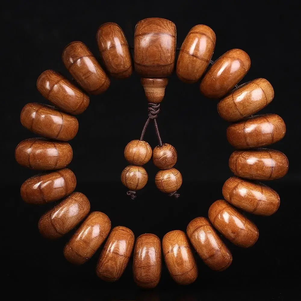 

Natural Old Material Liudao Wooden Men's Bracelet with Abacus Beads Pendant Plain Beads Wooden HandString Men's Jewelry for Gift