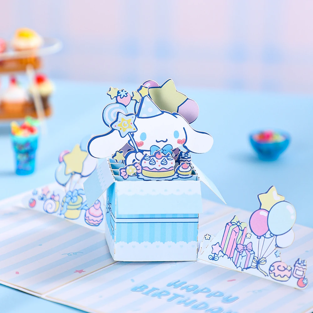 Cinnamoroll Pop-up Entertaining Greeting Card Cute Hello Kitty Birthday Card With Envelope Creative Celebration Birthday Gifts