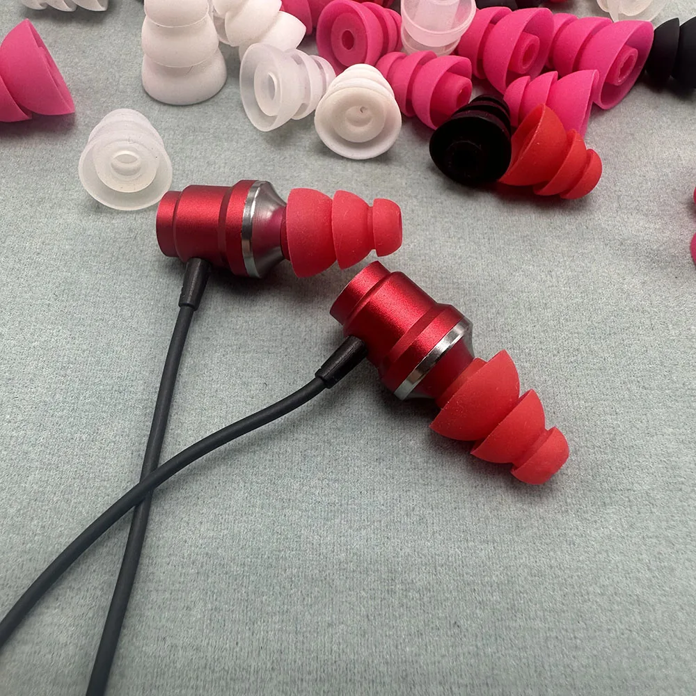 6pcs Three Layer Silicone In-Ear Earphone Covers Cap Replacement Earbud Bud Tips Earbuds Eartips Earplug Ear Pads Cushion