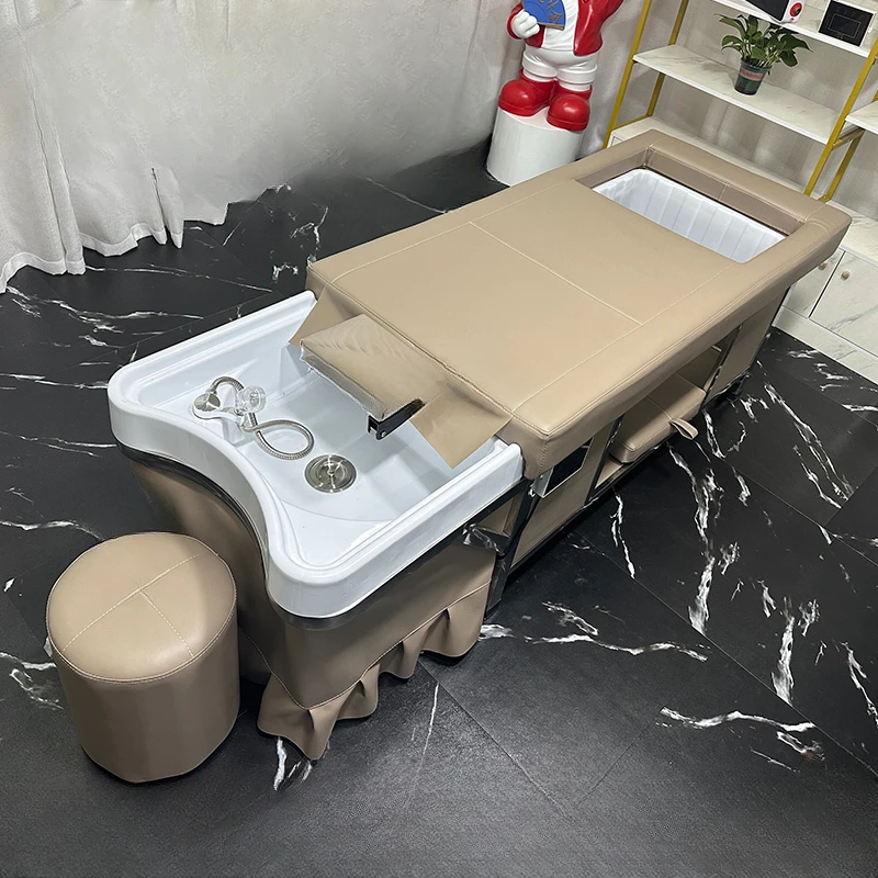 

Beauty Salon Does Not Need to Connect to the Downcomer Water Storage Shampoo Chair Comes with Water Heater Head Treatment