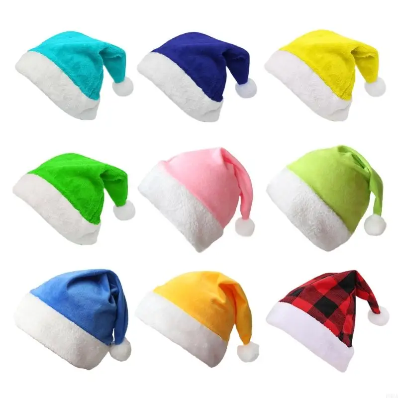 

P88A Plush Santa Hat Stage Props Hats Christmas Santa Cosplay Costume Headwear