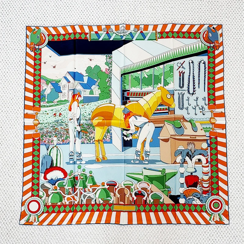 

Mulberry Silk Scarf 90CM Women Hand-rolled Edges Bandanas Shawls Head Hair Accessories for Bag Foulard 90cm