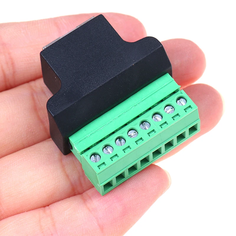 Fêmea para parafuso conector do terminal, Ethernet cabo extensor adaptador, RJ45, 8 pinos