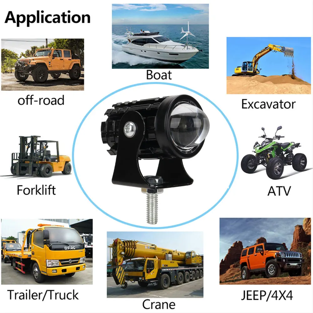1Pcs Motorcycle Mini Spotlight Dual Color Driving Light ATV Scooter Motorbike Auxiliary Lamp LED Projector Lens Fog Light Access image 3