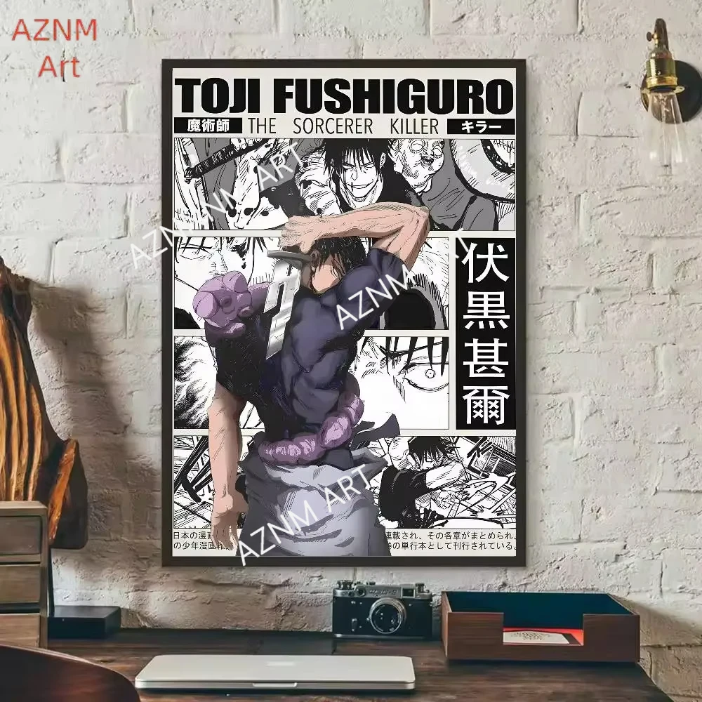 Kaisen Fushiguro Toji Anime-Poster, HD-Kunst, selbstklebende Wand, wasserfest, für Zuhause, Wohnzimmer, Schlafzimmer, Bar, ästhetische Dekoration