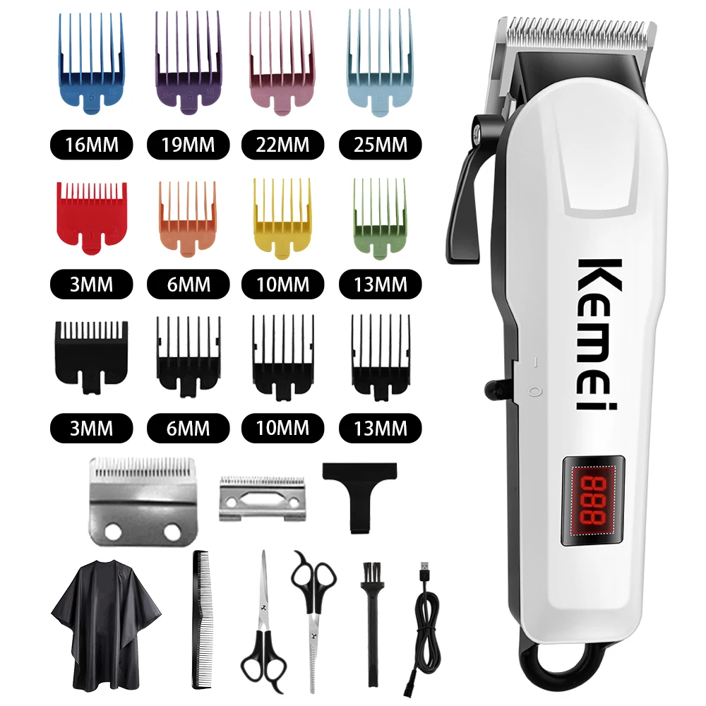 

Kemei-809A Professional Hair Trimmer Adjustable Electric Cord Cordless Hair Clipper For Men Haircut Machine Led Display