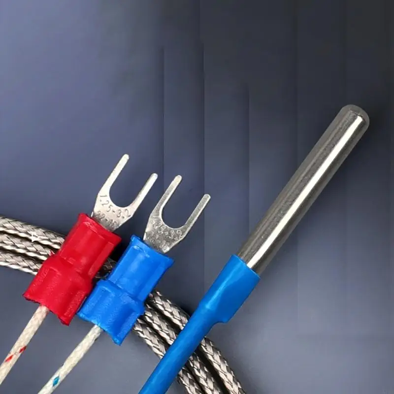 57QF 1/2/3/4/5m Braided Cable 30x4mm Thermocouple Probe 0-400℃ Measurement Ranges Stainless Temperature Sensors Thermocouple