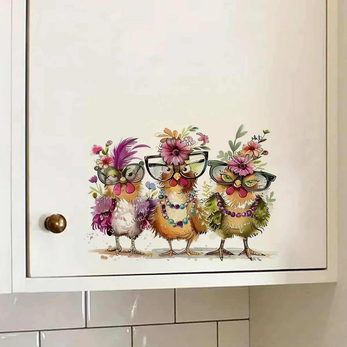 Cartoon Chickens Sticker Wall Decal for Living Room Decoration Easy to Beautify Your Home, Used for Toilet, Car，Refrigerator