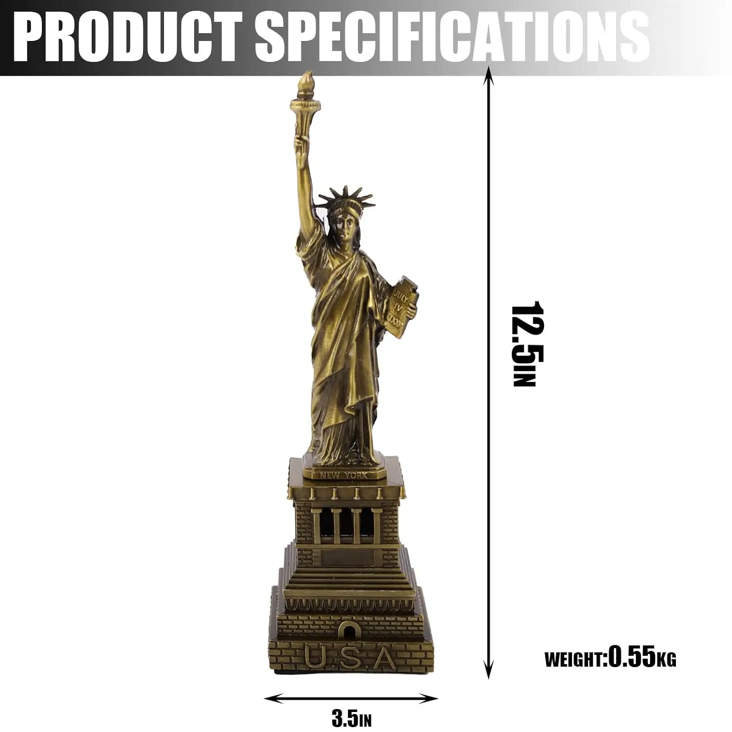 Statue of Liberty America 12.5 Inches Metal Model Souvenir Home Decor Gift Copper Tint for Friends,New York City, Customized