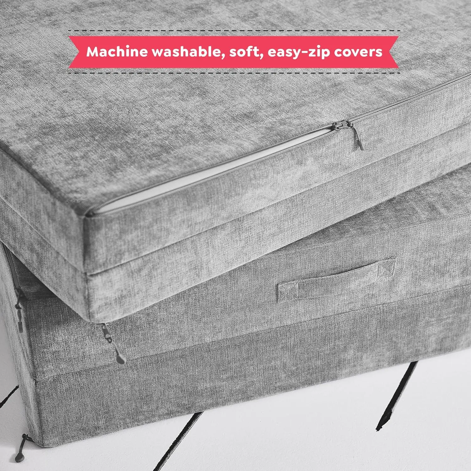 Play Couch, Convertible Folding Sofa, Durable Foam Modular Design, Mountain Gray