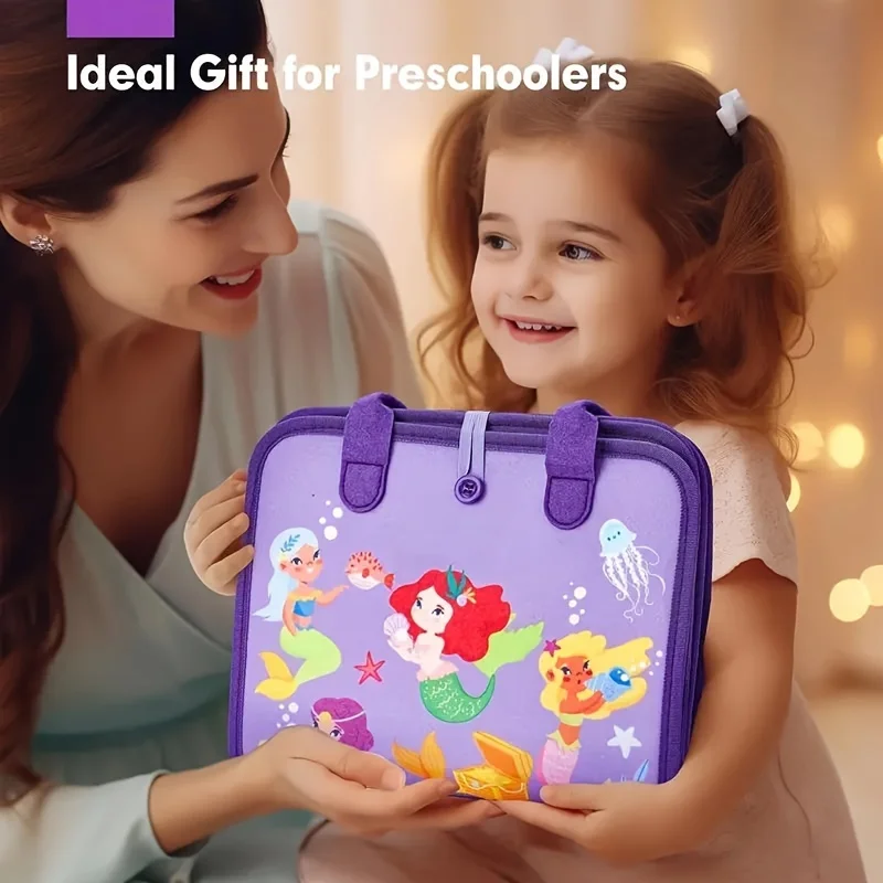 7-in-1 Mermaid  Early Learning Toddler Felt Busy Board for kids - 5 Layers Educational activity-Gift For Christmas, Birthdays