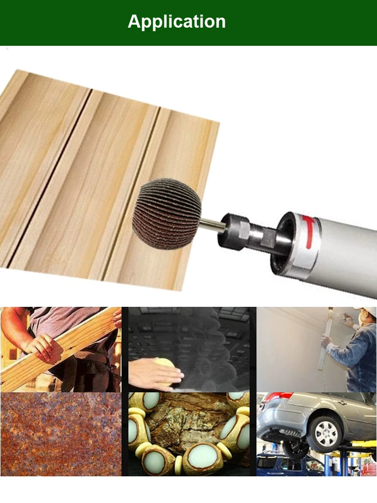 Roue à lamelles sphérique en papier de verre, tige de 6mm(1/4 "), grain 60-180, outil rotatif abrasif pour meuleuse, polissage de précision, forme de boule, 1 pièce