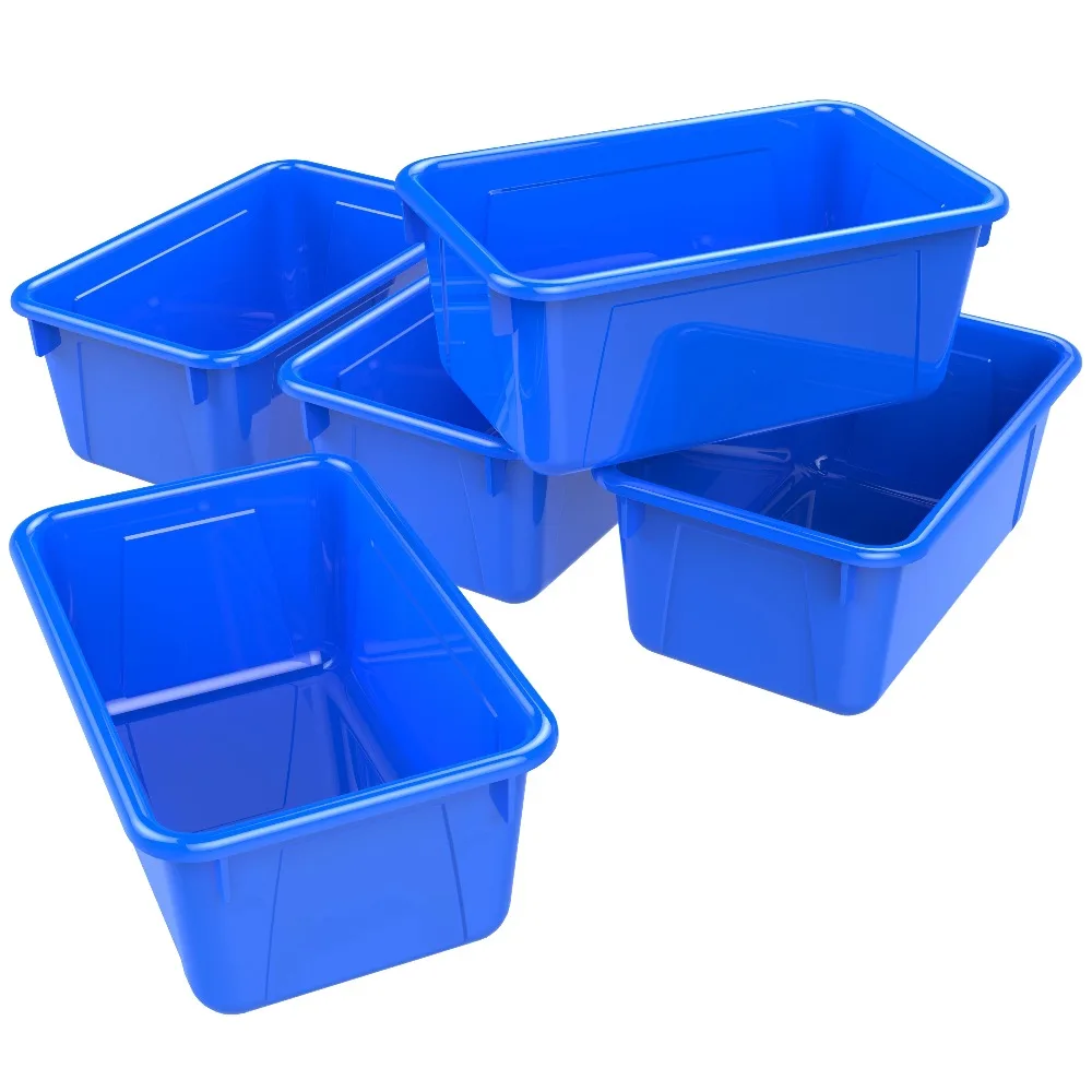 

Storex Plastic Cubby Bin, Kids' Craft and Supply Storage, Blue, 5-Pack