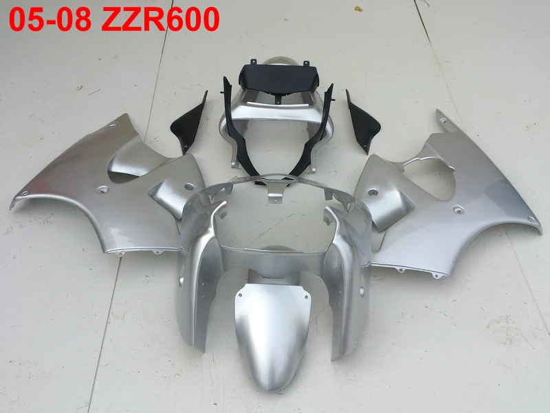 New Injection molding bodywork fairing kit for Kawasaki Ninja ZZR600 05-08 silver fairings set ZZR600 2005-2008 OT28