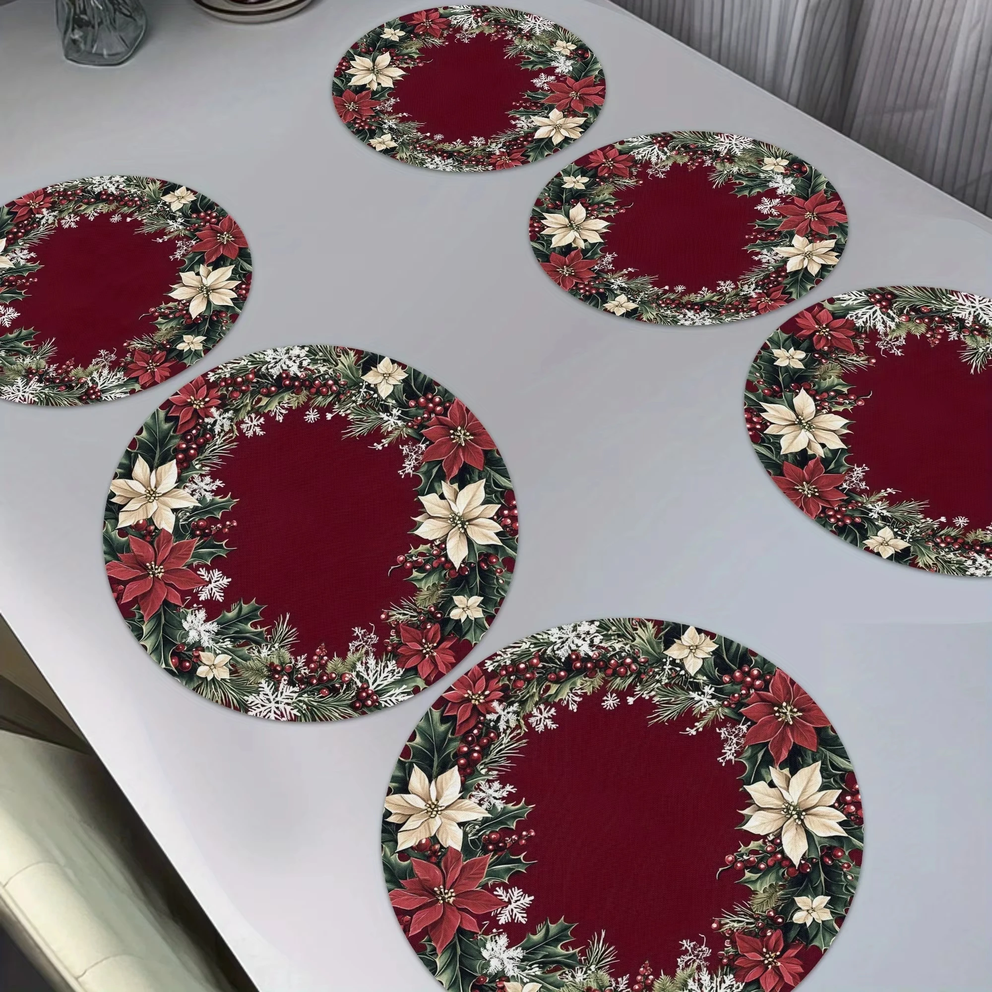 VIKAMA Christmas Placemats Set - Christmas Pattern - Holiday Tablecloth - Home Decoration