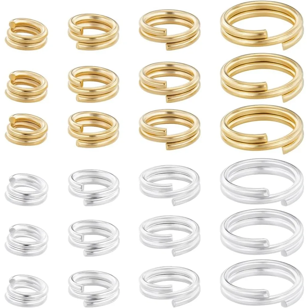 

80Pcs 4/5/6/8mm Double Loops Jump Rings 24K Gold Plated & 925 Sterling Silver Plated Split Rings with Storage Box for kit