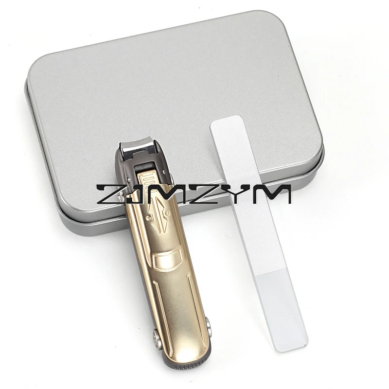 Cortaúñas de acero inoxidable en forma de coche, juego de cortaúñas grande para el hogar, tijeras planas a prueba de salpicaduras