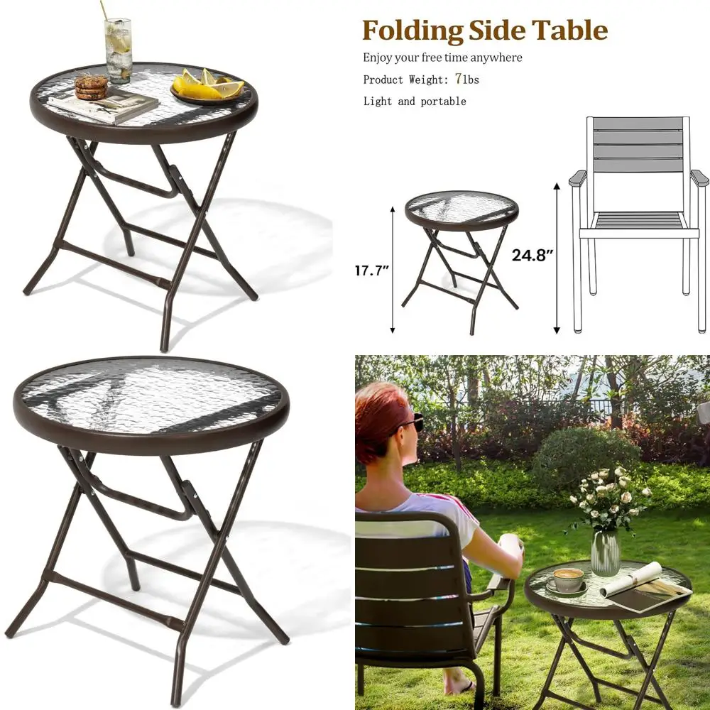 

All-Weather Small Patio Side Table for Outdoor Spaces, Deck, Balcony, Pool in Brown