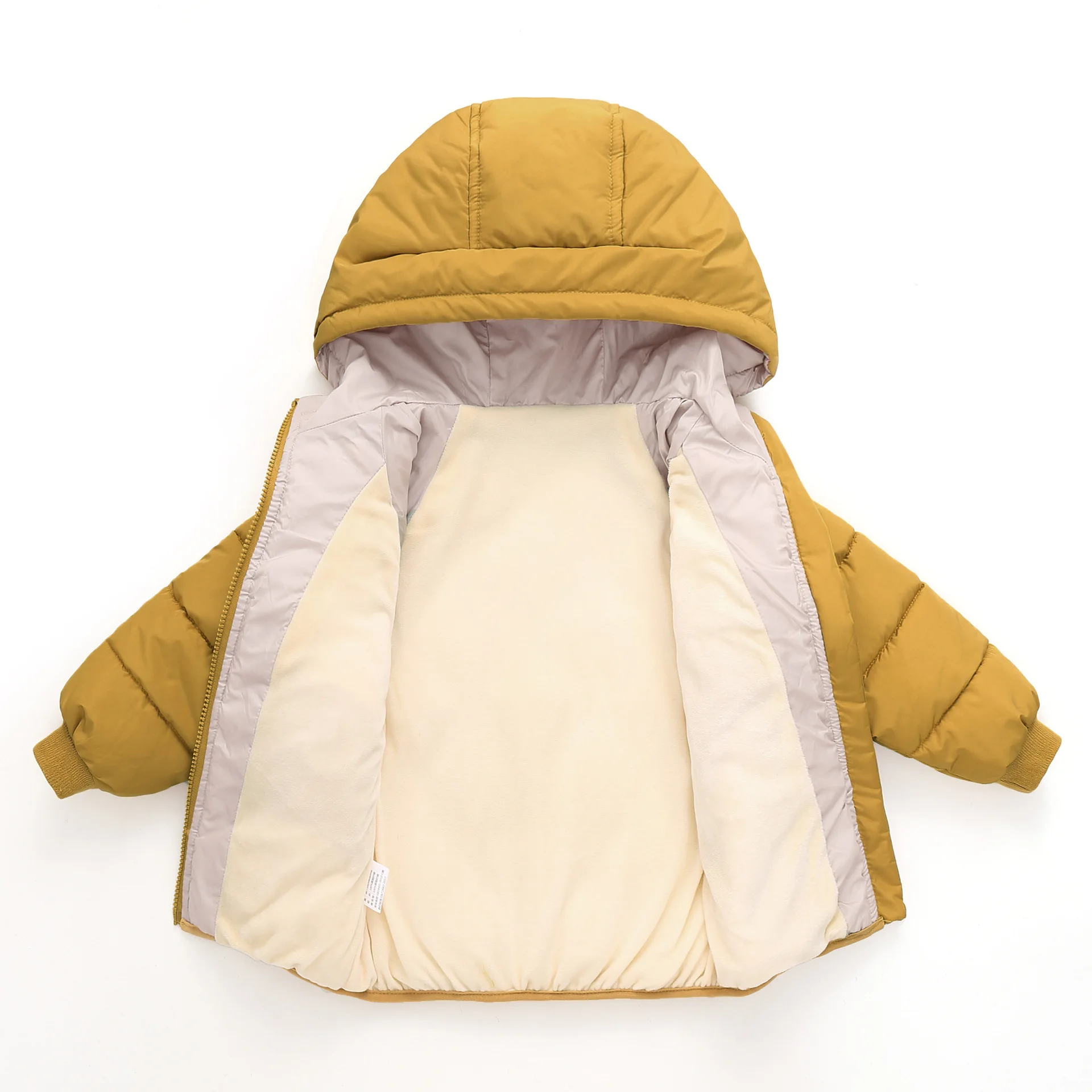 Autumn Winter Children Girl Down Jacket Cotton Padded Contrast Infant Baby Girls Parka Velvet Toddler Girl Hooded Outerwear Coat