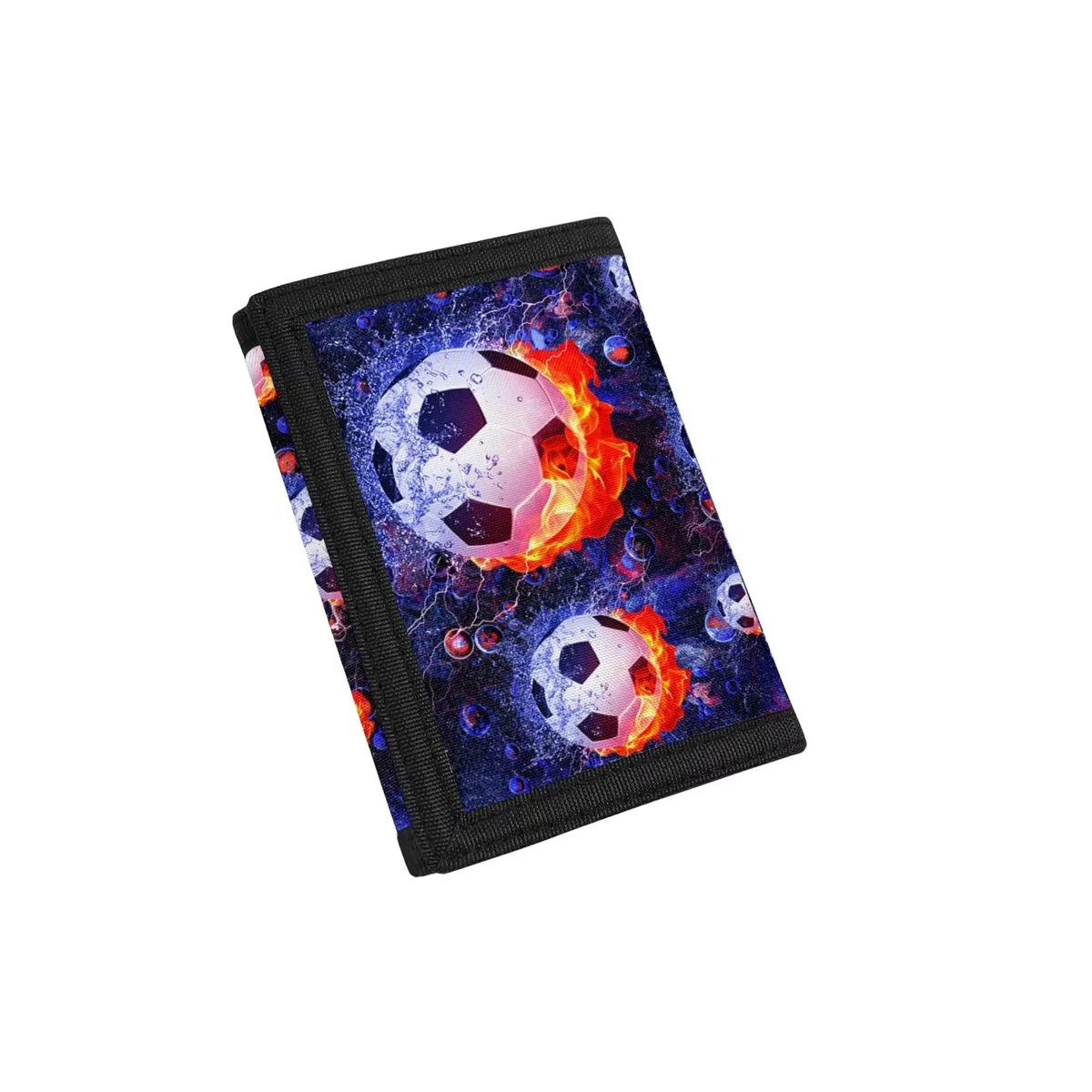 Soccer Fire Flame Print Boys Wallet for Kids 9-12 for Boys RFID Trifold Wallet Outdoor Sports Wallet for Travel Wallet CoinPurse