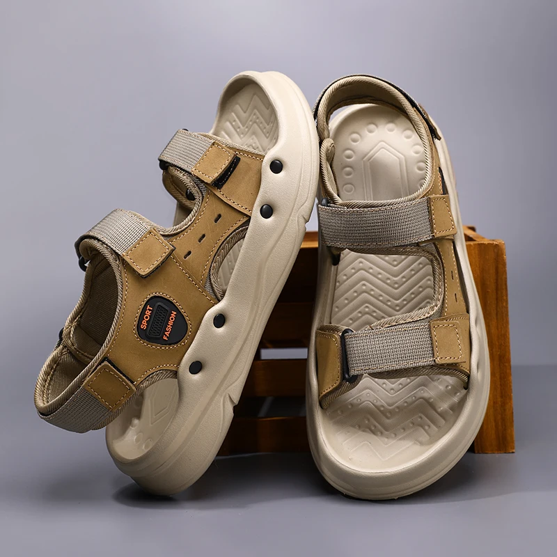 

Men's Summer Breathable Sandals Large Size Thick Sole Non‑Slip Beach Shoes Casual Outdoor Lightweight Sport Sandals