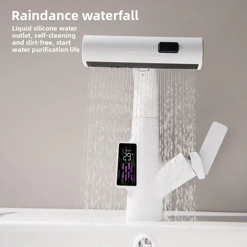 

Lifting and lowering Feiyu waterfall wash basin faucet Pull-out hydroelectric power generation digital display faucet