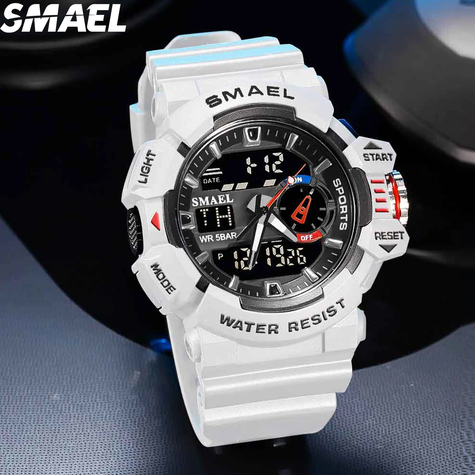 SMAEL Military Men\'s Watches Sport Watches Men Luxury Top Brand Digital Wristwatches Waterproof 5BarAlarm Electronic Clock 8043