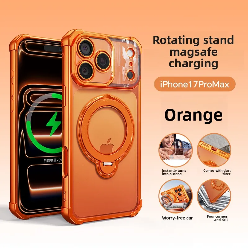 

360 Rotating Kickstand Magnetic Shockproof Phone Case for iPhone 17 Pro Max 16 Plus 15 14 13 12 11 Button All Inclusive Cover