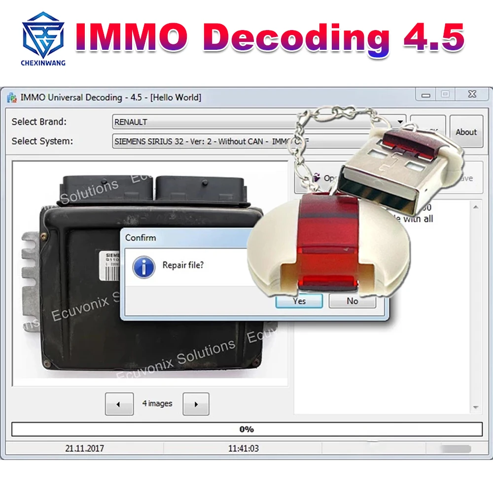IMMO Universal Decoding 4.5 With Dongle EDC17/MEV17/MED17 EEPROM Checksum Calculator IMMO off Software Remove IMMO Code of ECU