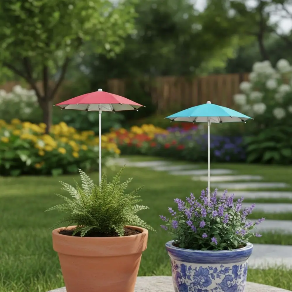 Waterproof Plant Umbrella Stainless Steel Adjustable Height Plants Shade Cover Sun Protection Umbrella Ground Stake