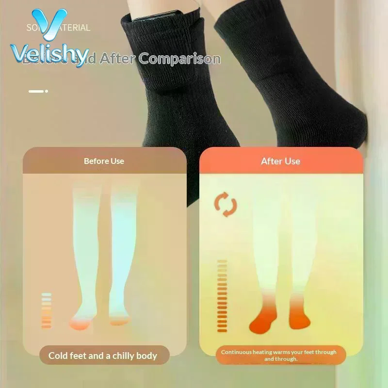 Pro USB Heated Cotton Thermal Socks For Men Women Hunting Skiing Fast Heating 8H Battery Warmth For Extreme Cold