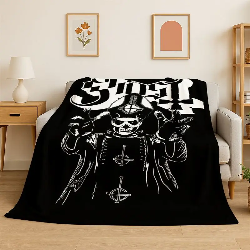Rock Metal Dark Ghost Band Papa Emeritus Flannel Blanket,Ultra Soft Plush Throw for Home Bedroom Bed Sofa Cover Office Picnic