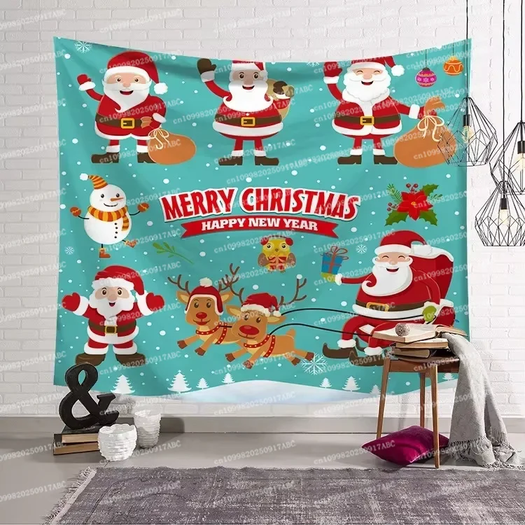 عيد الميلاد قماش مزخرف جداري ثلج لغرفة النوم نسيج سانت كلوز المنزل نسيج الجدار الديكور الذهبي الأيائل الجدار الشنق نسيج #4