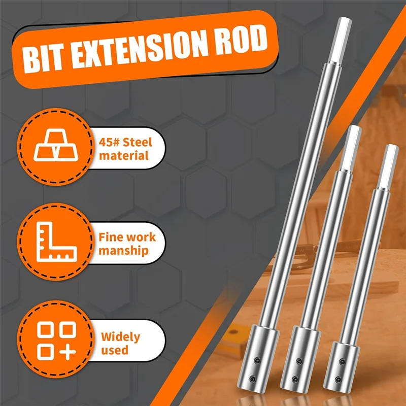Extensión de broca Forstner para vástago redondo de 3/8 de pulgada, extensor de broca de pala de madera de acero con alto contenido de carbono-B51B