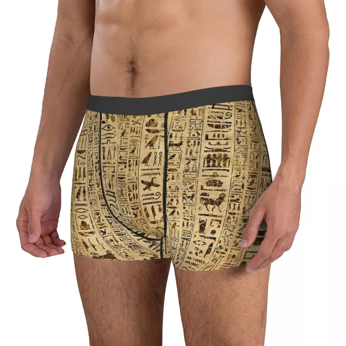 Egiziano antico Hieroglyphs su papiro uomo intimo Boxer pantaloncini mutandine umorismo mutande traspiranti per uomo Plus Size