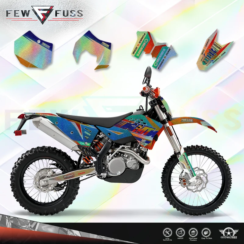 Fewfuss Holographic Chrome Racing Decal Graphics Kit fits KTM SXF 07 08 09 10 & EXC 08 09 10 11 Dirt Bike Stickers