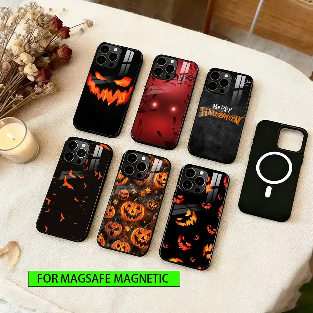 

Halloween Pumpkin Head Phone Case For iPhone17,16,15,14,13,12,11 Plus,Pro Magnetic For Magsafe Wireless Charging