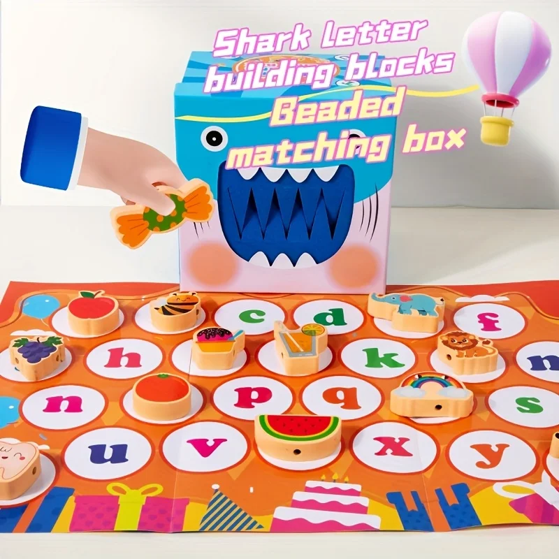 幼児向けスペル文字ゲーム、文字マッチングおもちゃ、アルファベットブラインドボックス、フルーツ・動物の木製レースアップおもちゃ、幼児早期学習玩具ギフト