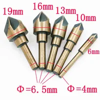 5PCS Industrial Countersink Drill Bit Set Tri-Flat Shank Quick Change 1/4\