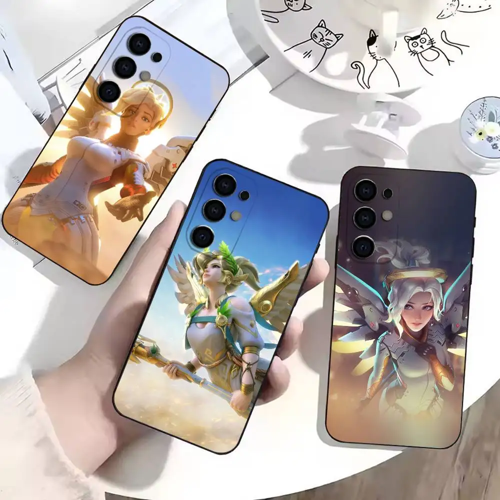 O-W games character Mercy  Phone Case For Samsung Soft Black Case S25,S23,S21,S22,S24,S30,S20Ultra Plus