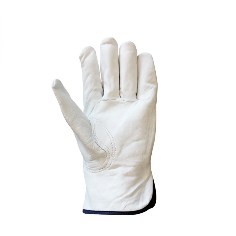 Guantes de piel de oveja para hombre, guantes de cuero para conducción, motocicleta, Protección Laboral