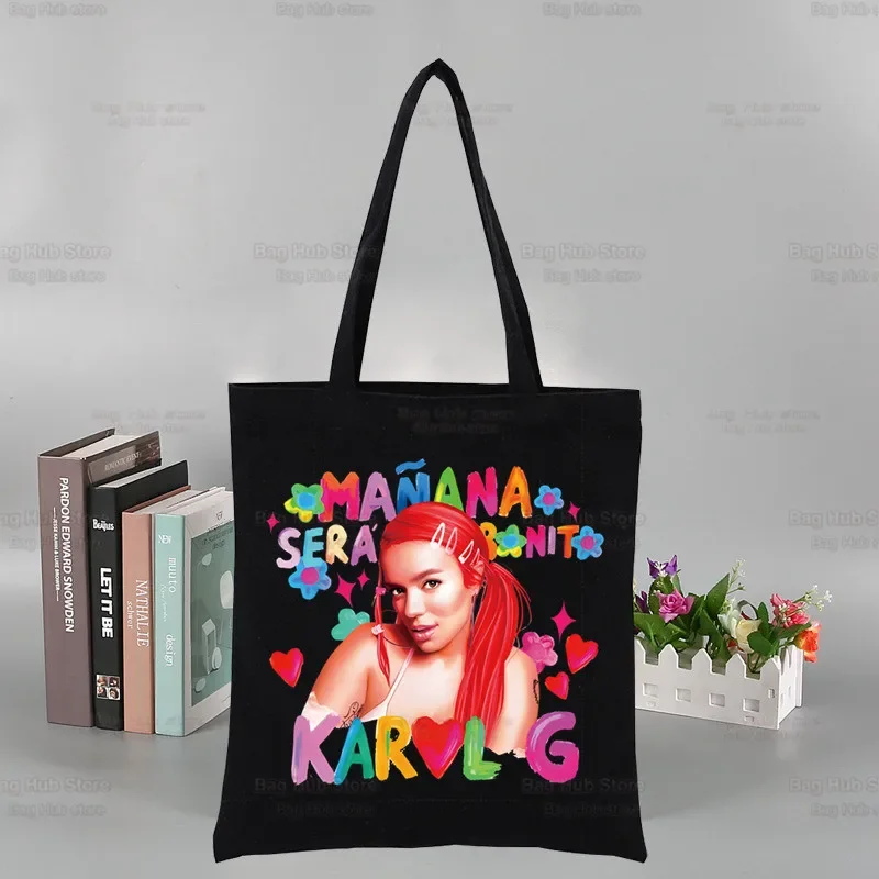 Karol G Merch حقيبة كتف حقيبة قماش قنب غدًا ستكون أكياس التسوق الجميلة Manana Sera Bonito حقائب يد كاجوال حقيبة البقالة