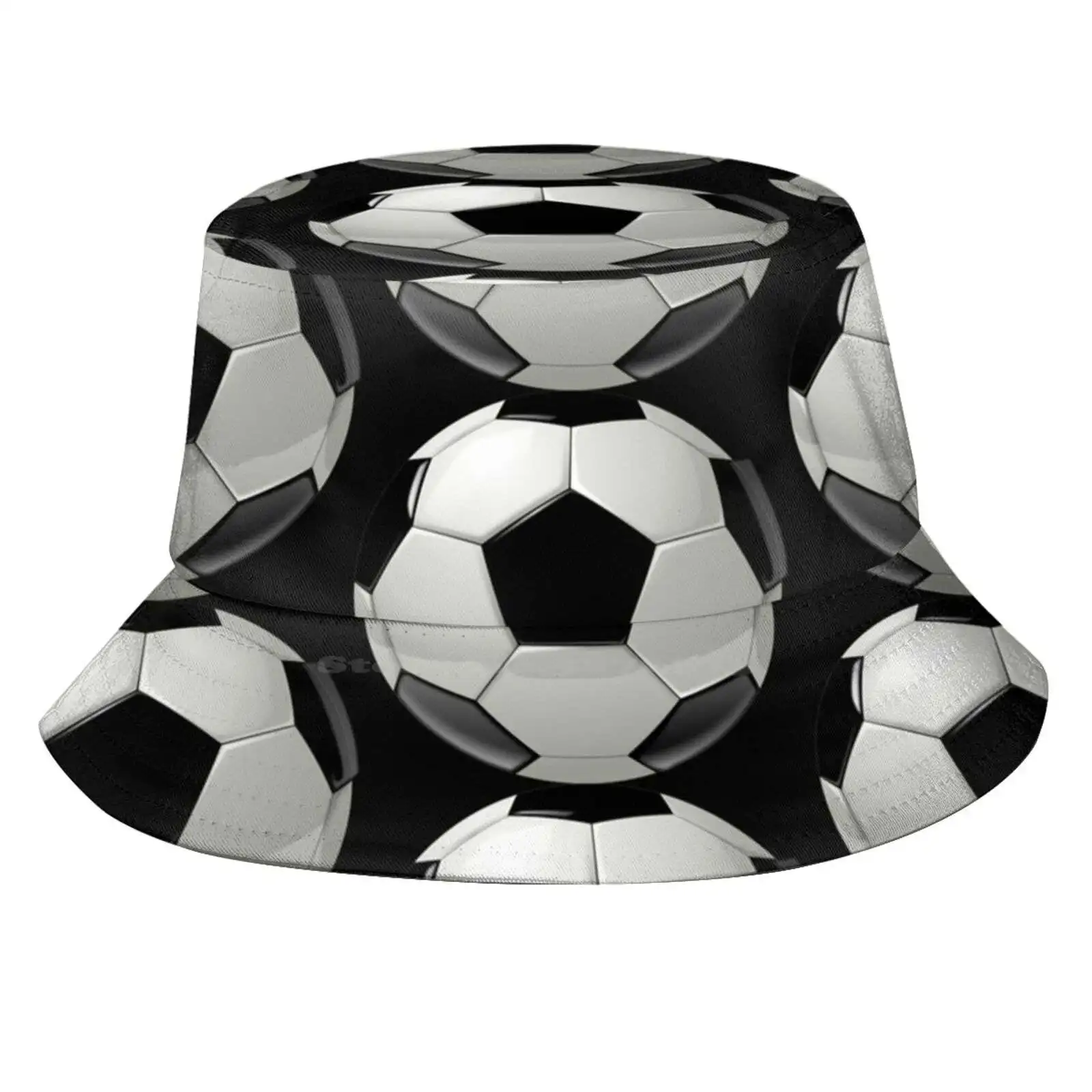 Cool Soccer Ball 3D Graphic. Sun Cap Fisherman Hat Bucket Hats Soccer Ball Futbol Black White Goals 3D Boy Girl Athletic Soccer